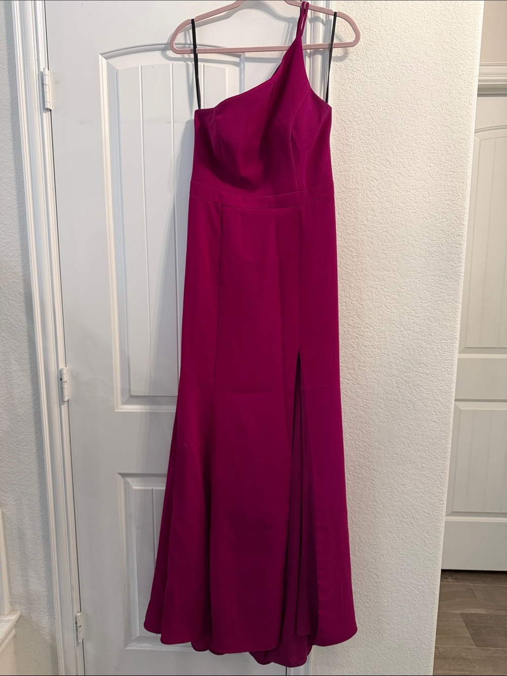 Xscape One-Shoulder Fuchsia Evening Dress, Sz 10